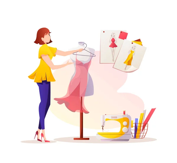 Sewing Fashion Design Vector Illustration — Stock Vector