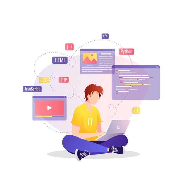 Vector Illustratie Van Web Developer Cursussen — Stockvector