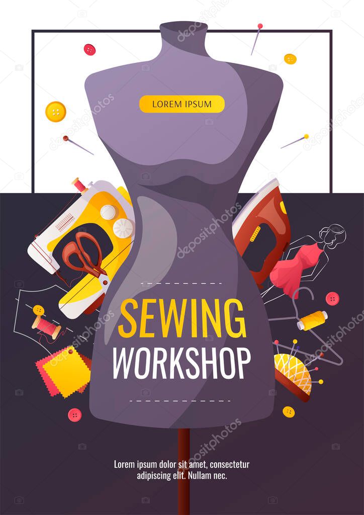 sewing workshop flyer, web design 