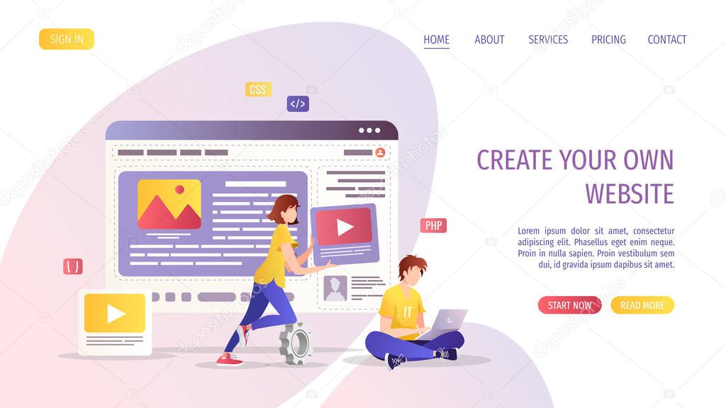 online search landing page with website template. vector illustration