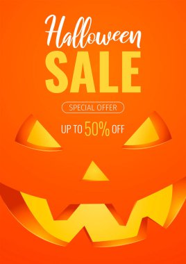 Cadılar Bayramı tanıtım broşürünüz kutlu olsun. Korkunç balkabağı, kazan, uçan yarasalar, örümcekler, şekerler. Poster, afiş, özel teklif, indirim için A4 vektör illüstrasyonu.