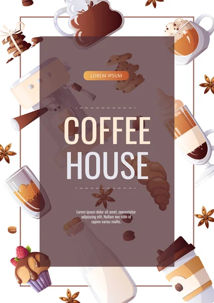 Banner Coffee Shop Coffee House Cafe Bar Barista Drink Concept —  Vetores de Stock