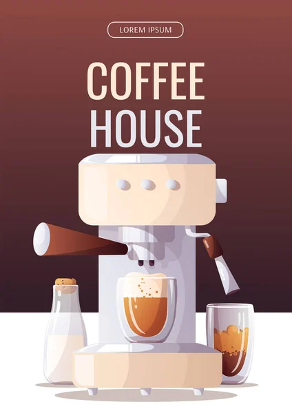 Promo Banner Coffee Shop Coffee House Cafe Bar Barista Drink — Vector de stock