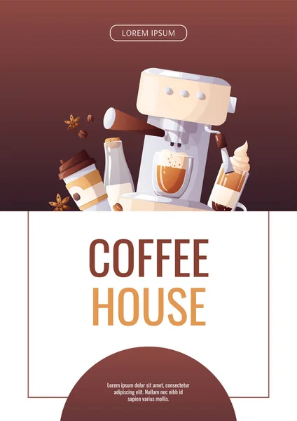 Promo Banner Coffee Shop Coffee House Cafe Bar Barista Drink — Stockvector