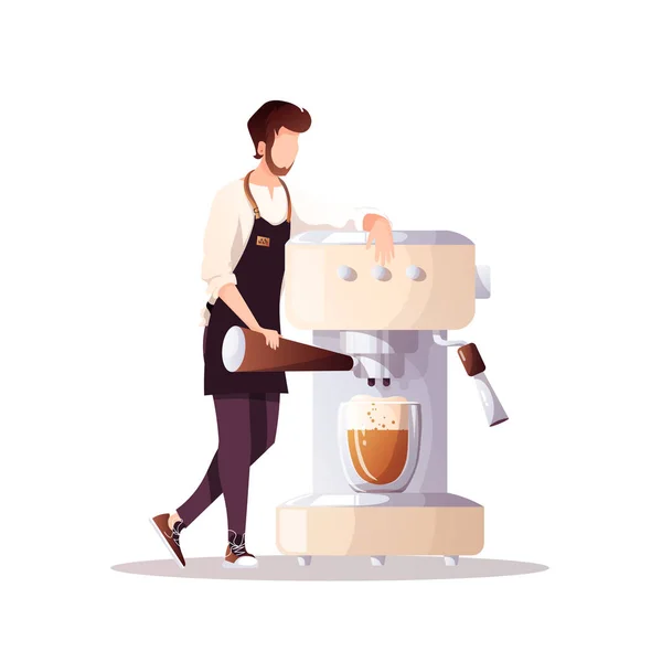 Barista Huge Coffee Machine Coffee Shop Break Cafe Bar Restaurant — ストックベクタ