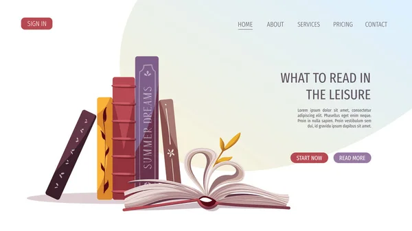 Web Template Design Bookstore Library Vector Illustration Concept — Stock Vector