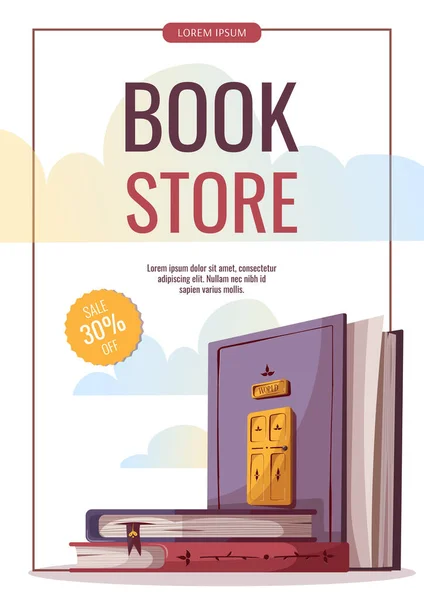 Promo Flyers Bookstore Bookshop Library Book Lover Book Education Vector — Stock Vector