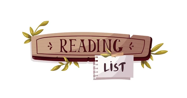 Lista Leitura Sinal Com Letras Desenhadas Mão Para Livraria Livraria — Vetor de Stock