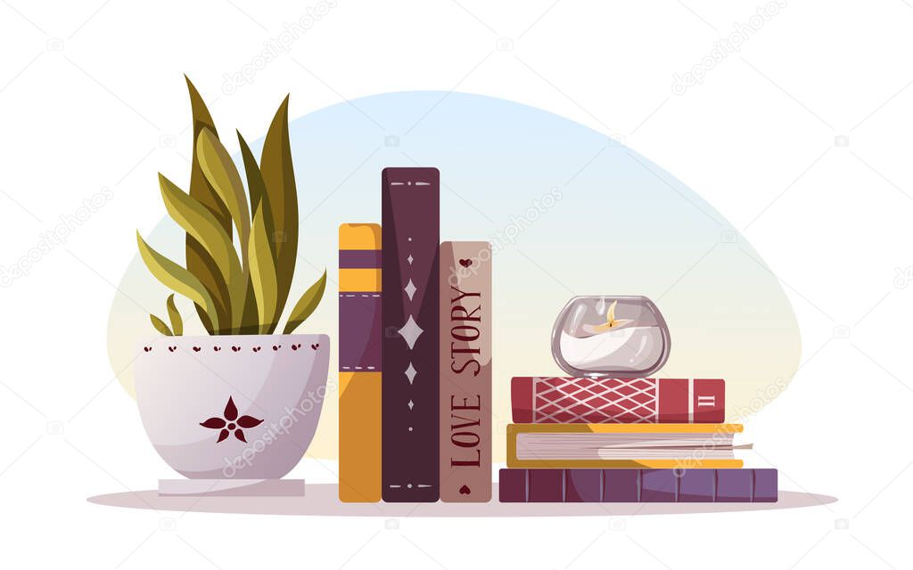 Books isolated on white background, bookstore, bookshop, library concept vector illustration