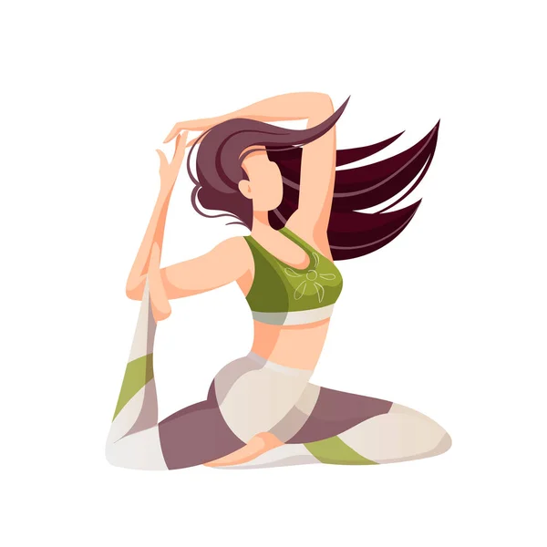 Mujer Dibujos Animados Ropa Deportiva Haciendo Yoga — Vector de stock