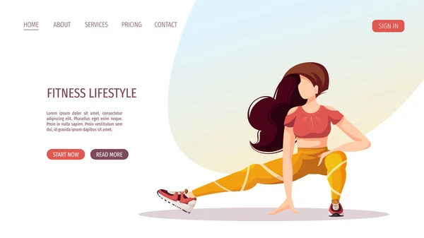 Modèle Page Site Web Lettrage Style Vie Forme Physique Femme — Image vectorielle