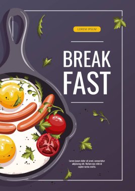 Yumurtalı tava, sosis, domates. Sağlıklı beslenme