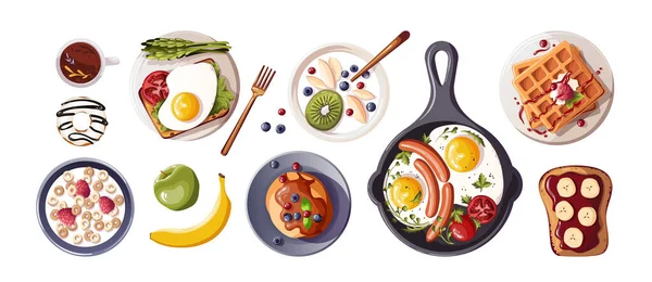 朝食のデザインテンプレート要素ベクトルイラスト — ストックベクタ