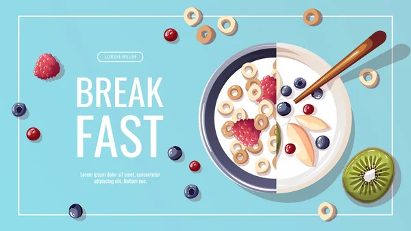 Tasty Breakfast Banner Template Vector Illustration — Stock Vector