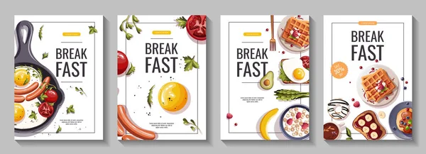 Werbeflyer Für Gesunde Ernährung Ernährung Kochen Frühstücksmenü Frische Lebensmittel Dessert — Stockvektor