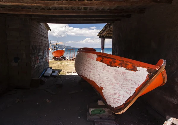 Orange fishing boat — Stock Photo, Image