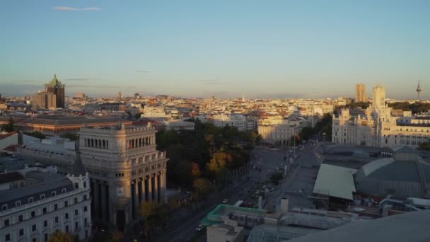 Vista Aérea Del Paisaje Urbano Madrid Con Cielo Azul Las — Vídeos de Stock