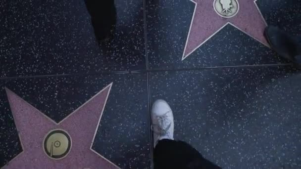 Hari Waktu Yang Paling Populer Hollywood Walk Fame Hollywood Blvd — Stok Video
