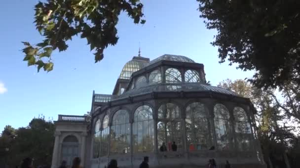 Glass Palace Etiro Park Taki Kristal Saray Madrid Spanya — Stok video