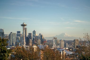 Seattle şehir merkezinin Washington, ABD 'deki ufuk çizgisi