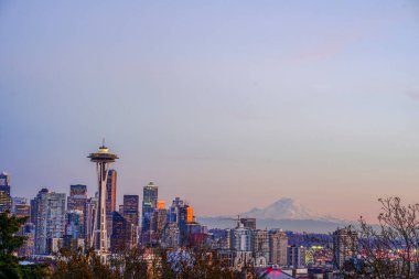 Seattle şehir merkezinin Washington, ABD 'deki ufuk çizgisi