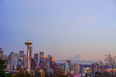 Seattle şehir merkezinin Washington, ABD 'deki ufuk çizgisi