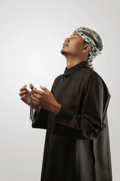 Мусульманські Люди Які Молилися Від Руки Молилися Ізолювали Біле Тло — стокове фото