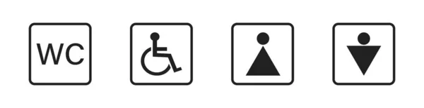 Toaleta Ikona Zestaw Zestaw Wektor Symbol Znak Męski Żeński Niepełnosprawny — Wektor stockowy