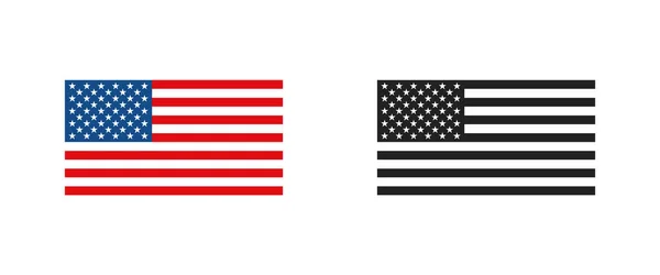 Drapeau Américain Icône Isolatet Américaine Illustration Patriotique Vectorielle Monochrome — Image vectorielle