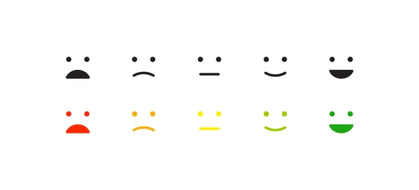 Conjunto Ícones Emoção Classificação Feedback Emoji Ilustração Vetorial Estilo Plano —  Vetores de Stock