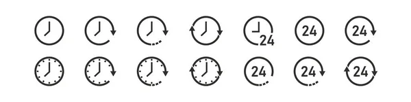 Uhrensymbole Alle Zeit Stunden Und Pfeil Zeichen Symbol Vektorillustration — Stockvektor