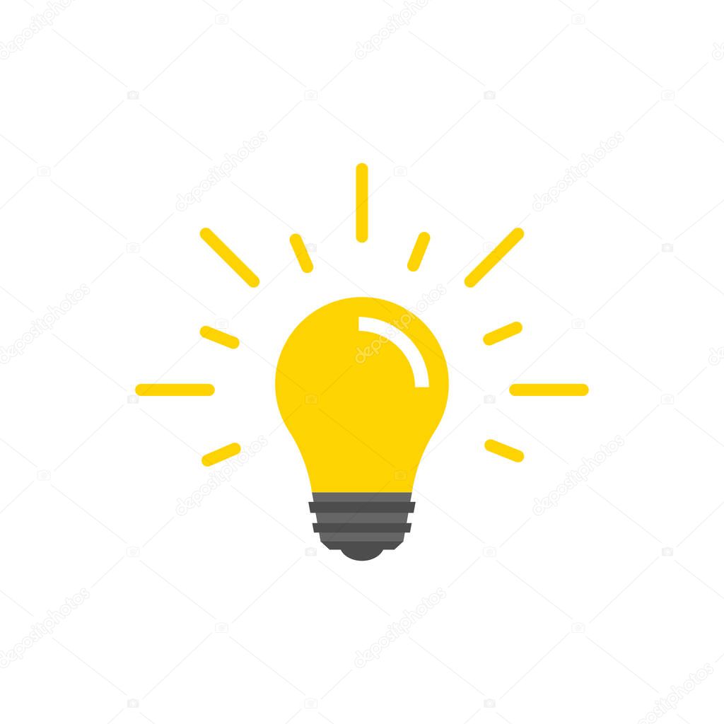Lamp in cartoon style. Idea icon symbol vector graphic. Flat web illustration