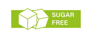 Beyaz arka planda yeşil şekersiz logo düz stil. Organik gıda vektörü çizimi 