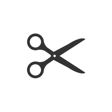 Makas arka planda siyah simgeyi kesti. Vektör düz izole illüstrasyon