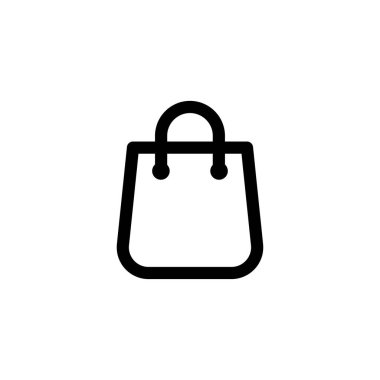Siyah torba simgesi izole edildi. Hediyelik eşya dükkanı, vektör düz çizim 