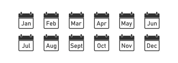 Ícone Calendário Mês Definido Fundo Branco Ilustração Vetorial Plana — Vetor de Stock