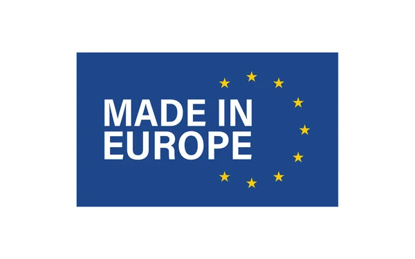 Made Europe Icoon Witte Achtergrond Vlag Met Ster Vector Platte — Stockvector