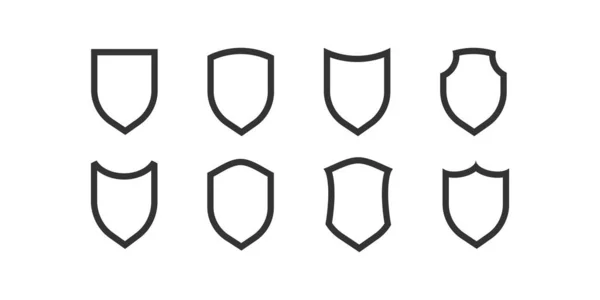 Shield Schwarze Umrisssymbole Vektor Isoliert Sicherheitssymbol Schützen — Stockvektor