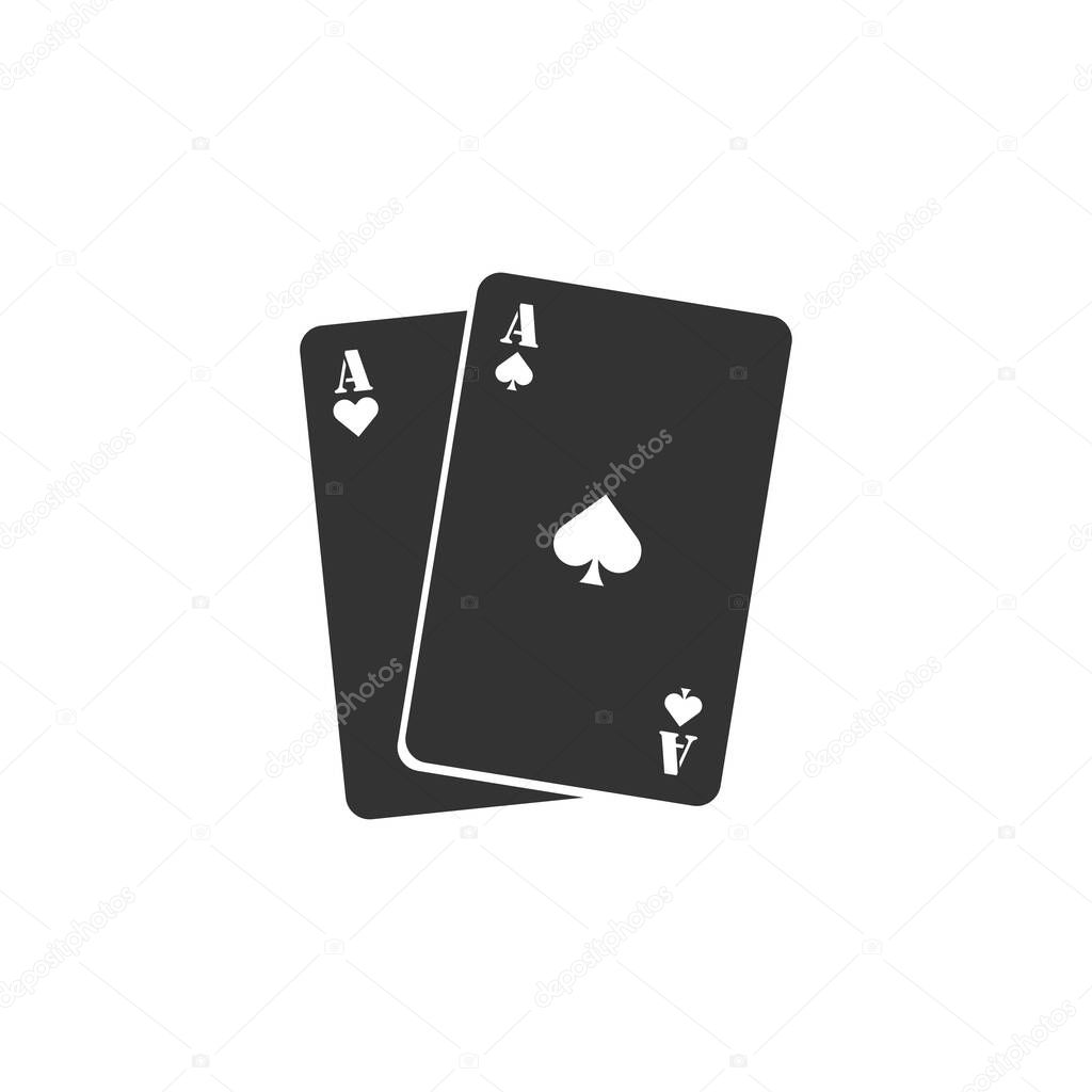 Royal black poker card icon on white background. Flat vector isolated illustration.