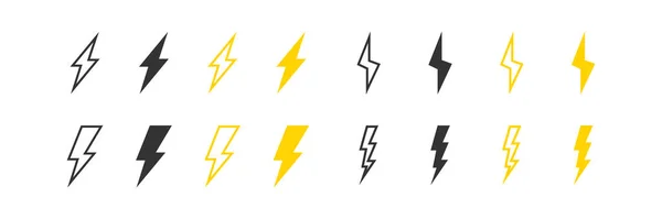 Blitz Ikone Bolt Gelbe Und Schwarze Cartoon Zeichen Symbol Vektor — Stockvektor
