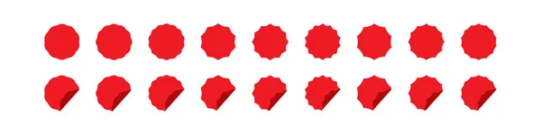 Значки Sunburst Продажи Этикетки Красный Набор Значок Векторная Плоская Иллюстрация — стоковый вектор