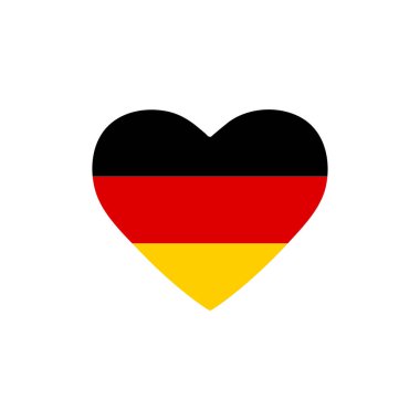 Kalbinde Almanya bayrağı var. Avrupa Ülkesi. Düz biçimde izole edilmiş vektör simgesi