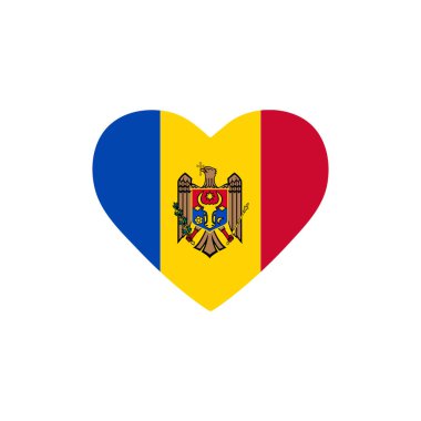 Moldavya bayrağı kalpte. Avrupa Ülkesi. Düz biçimde izole edilmiş vektör simgesi