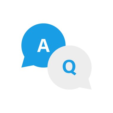 Kabarcık simgesini düz bir şekilde sorgula ve cevapla. Vektör izole illüstrasyonu