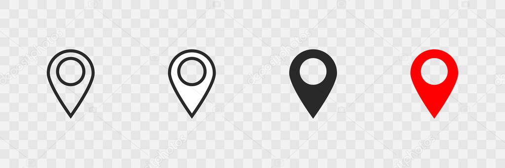 Pointer location set icon on transparent background. Isolated vector illustration.
