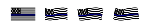 Bandeira Preta Dos Eua Com Listra Azul Polícia Americana Colocou — Vetor de Stock