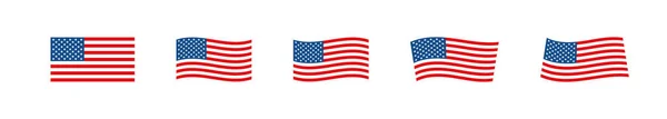 Bandera Americana Establecer Icono Para Ilustración Nacional Días Festivos Vector — Vector de stock