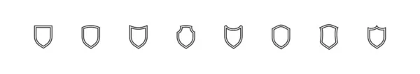 Iconos Línea Escudo Seguridad Proteger Conjunto Símbolo Calidad Botón Vectorial — Vector de stock