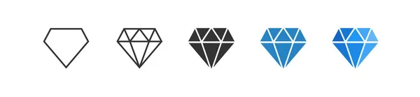 フラットスタイルで設定されたダイヤモンド宝石アイコン ベクターデザインイラスト — ストックベクタ
