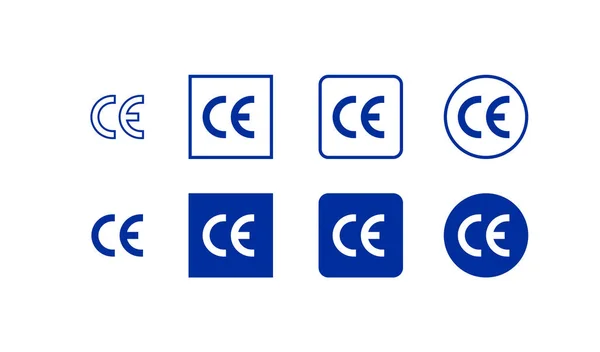 Euro Mark Set Pictogram Europees Certificaat Vector Platte Illustratie — Stockvector